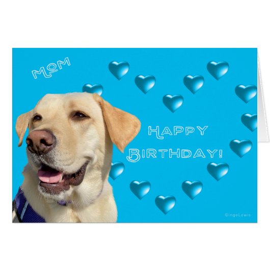 Mam Happy Birthday Labrador Dog Hearts, Cute (Voorkant Horizontaal)