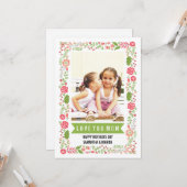 Mam, Happy Mothers Day koraal-roze bloemfoto Kaart (Voorkant / Achterkant in situ)