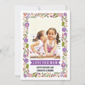 Mam, Happy Mothers Day paars, oranje bloemetfoto Kaart (Voorkant)