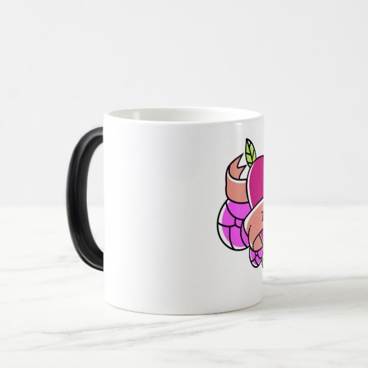 MAM Hart Tattoo Bloemen Roze Groen Koel Magische Mok (Voorkant links)