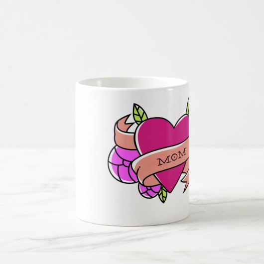 MAM Hart Tattoo Bloemen Roze Groen Koel Magische Mok (Center)