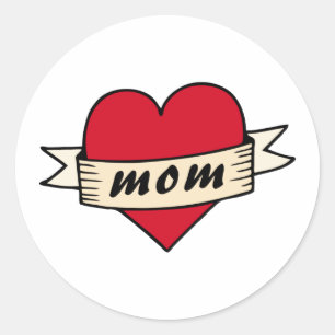 Mam hart tattoo ronde sticker
