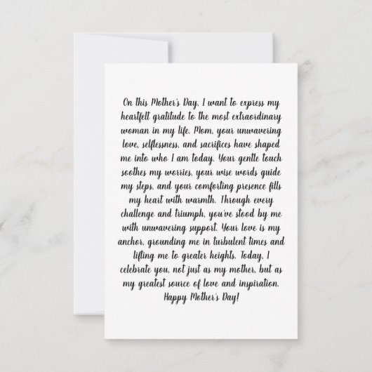 "Mam, hart van onze wereld" wenskaarten Bedankkaart (Achterkant)