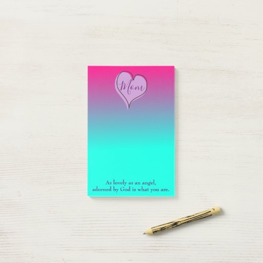 Mam Heart Paars en Blue Ombre Post-it® Notes (Op bureau)