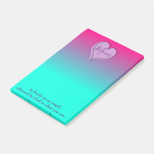 Mam Heart Paars en Blue Ombre Post-it® Notes (Schuin)