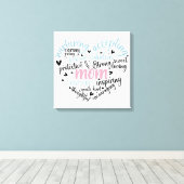 Mam Heart Strong Caring Canvas Afdruk (Insitu (Houten vloer))