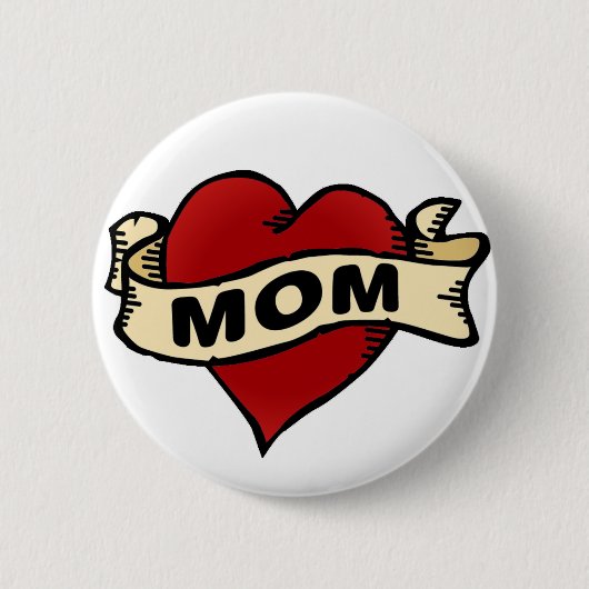 Mam Heart Tattoo Ronde Button 5,7 Cm (Voorkant)