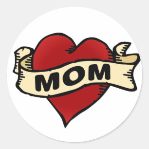 Mam Heart Tattoo Ronde Sticker