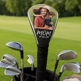 Mam heeft een moderne scriptfoto gemaakt golfheadcover
