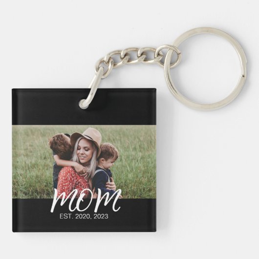 Mam heeft een moderne scriptfoto gemaakt sleutelhanger (Achterkant)