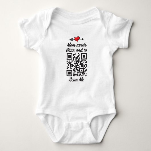 Mam heeft wijn nodig en scan me QR-code Romper (Voorkant)