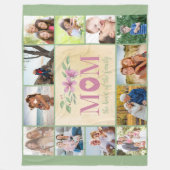 Mam het hart van de familie 12 Foto Collage Green Fleece Deken (Voorkant)