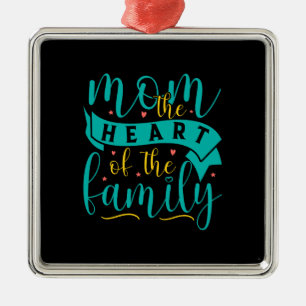 Mam het hart van de familie metalen ornament
