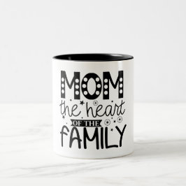 Mam het hart van de familie tweekleurige koffiemok