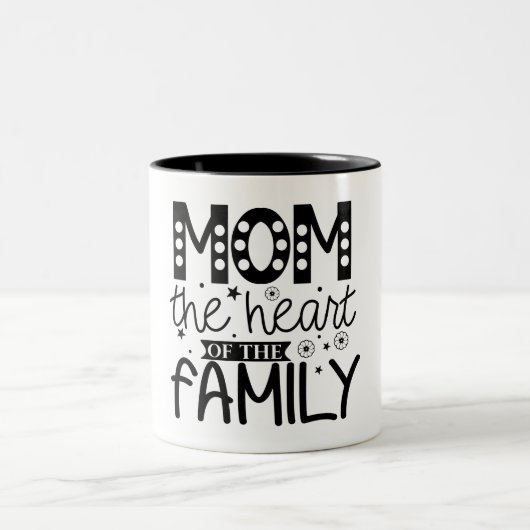 Mam het hart van de familie tweekleurige koffiemok (Center)