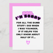 Mam, het spijt me, gepersonaliseerde Moederdag Feestdagenkaart (Voorkant / Achterkant)