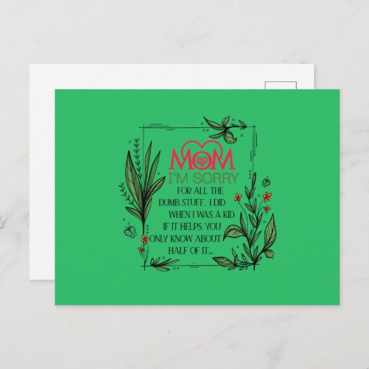 Mam, het spijt me voor al die domme dingen die ik  briefkaart (Voorkant / Achterkant)