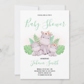 Mam Hippo Safari Baby shower Invitation Kaart (Voorkant)