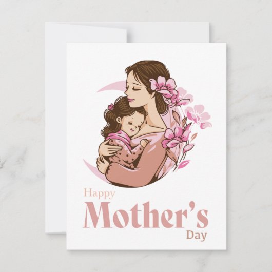 Mam Holding Baby Daughter Moon Flower Moederdag (Voorkant)