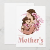 Mam Holding Baby Daughter Moon Flower Moederdag Feestdagenkaart (Voorkant / Achterkant)