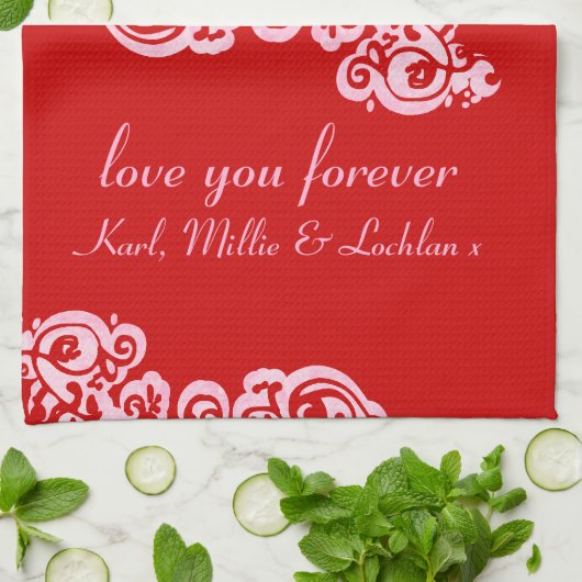 Mam houdt van roze keukenhanddoeken (Gevouwen)