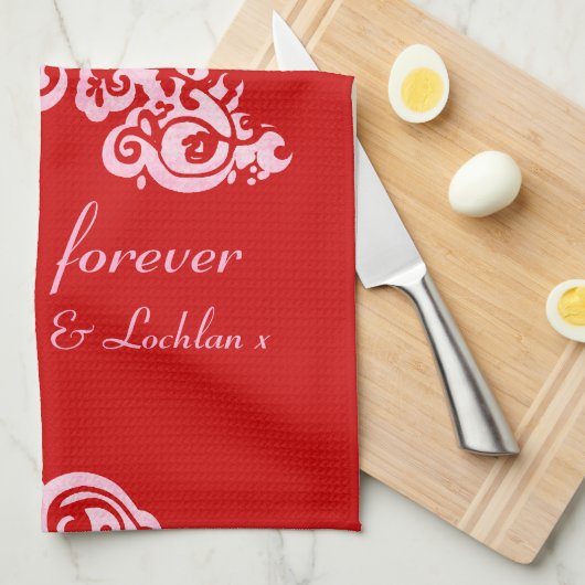 Mam houdt van roze keukenhanddoeken (Quarter Fold)