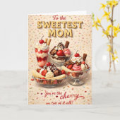 Mam, ijs sundae, Moederdag Kaart (Gele Bloem)