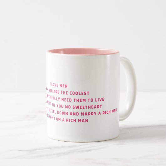 Mam, ik ben een rijk Man Tweekleurige Koffiemok (Voorkant rechts)