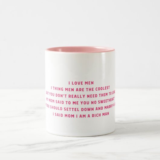 Mam, ik ben een rijk Man Tweekleurige Koffiemok (Center)