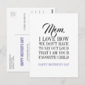 Mam, ik ben je favoriete Moederdag Briefkaart (Voorkant / Achterkant)