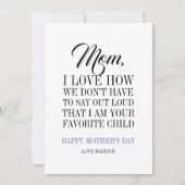 Mam ik ben je favoriete Moederdag Kaart (Voorkant)