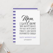 Mam ik ben je favoriete Moederdag Kaart (Voorkant / Achterkant in situ)