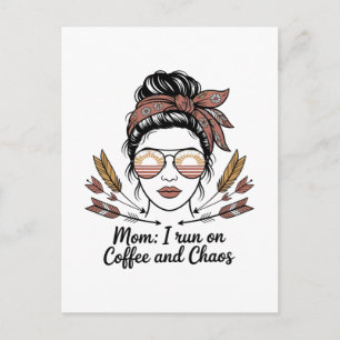 Mam, ik draai op koffie en chaos briefkaart