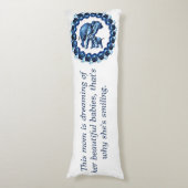Mam, ik en rozen blauw lichaamskussen (Voorkant Verticaal)