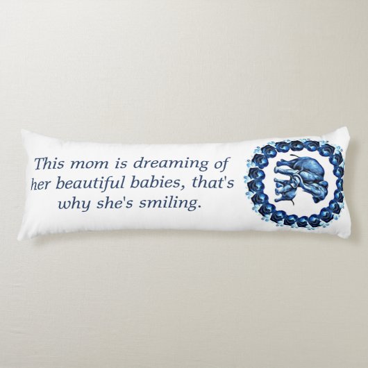 Mam, ik en rozen blauw lichaamskussen (Voorkant)