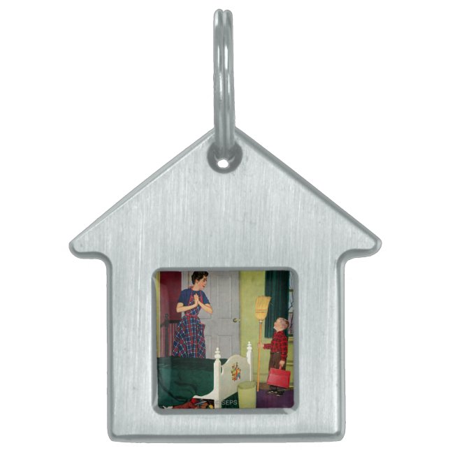 Mam, ik heb mijn kamer gereinigd. huisdieren naamplaatje (Voorkant)