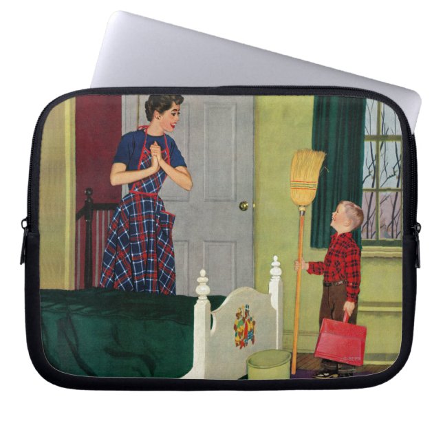 Mam, ik heb mijn kamer gereinigd. laptop sleeve (Voorkant)