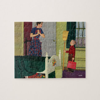 Mam, ik heb mijn kamer gereinigd. legpuzzel