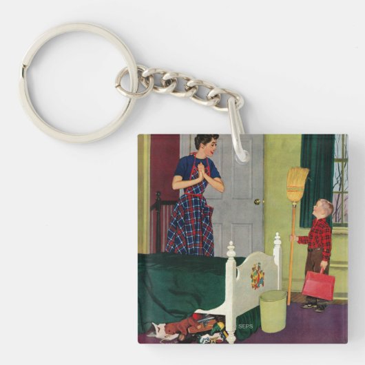 Mam, ik heb mijn kamer gereinigd. sleutelhanger (Voorkant)