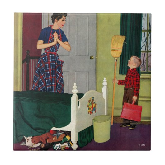 Mam, ik heb mijn kamer gereinigd. tegeltje (Voorkant)