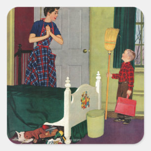 Mam, ik heb mijn kamer gereinigd. vierkante sticker