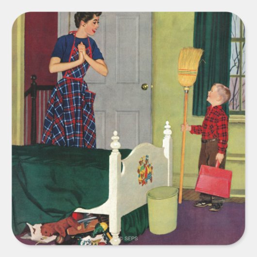 Mam, ik heb mijn kamer gereinigd. vierkante sticker (Voorkant)