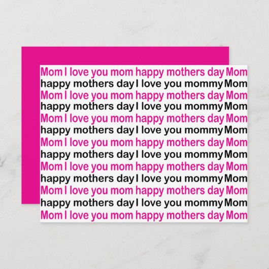 Mam Ik hou van je gelukkige moeder dag Briefkaart (Voorkant / Achterkant)