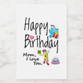 Mam, ik hou van je. Gelukkige verjaardag. Voedselcontainer Etiket (Enkel label)