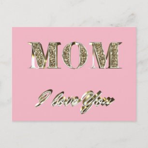 Mam Ik hou van je Gold Look Typografie Elegant Briefkaart