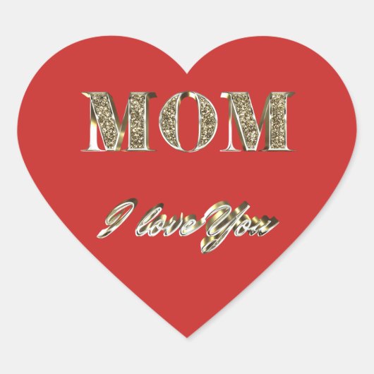 Mam Ik hou van je gouden spugen Hart Sticker (Voorkant)