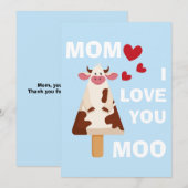 Mam Ik hou van je Moo Moederdag Verjaardag Mam Feestdagenkaart (Voorkant / Achterkant)