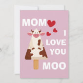 Mam Ik hou van je Moo Moederdag Verjaardag Mam Feestdagenkaart (Voorkant)