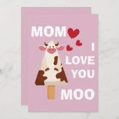 Mam Ik hou van je Moo Moederdag Verjaardag Mam Feestdagenkaart (Voorkant / Achterkant)