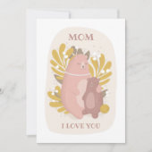 Mam, ik hou van je. Stomme beren dier. Moederdag Feestdagenkaart (Voorkant)